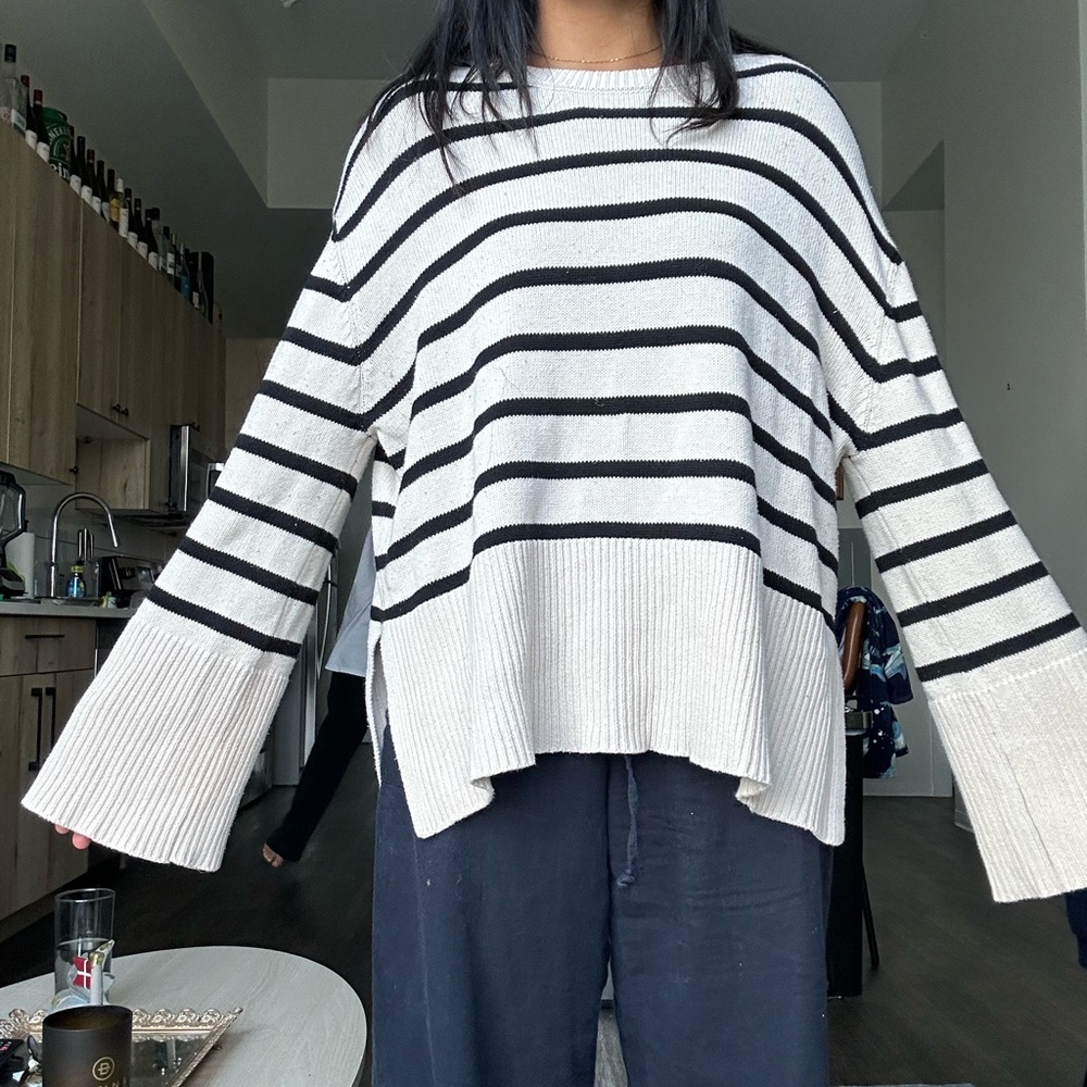 Striped Black and Cream Sweater